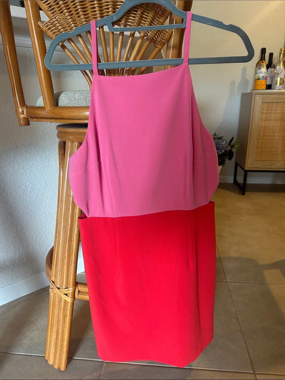 French Connection Pink and Red Colorblock Dress